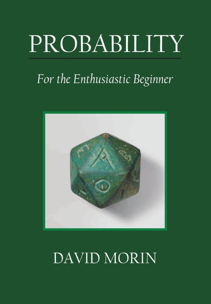 Probability book cover. A green ancient Greek icosahedral die.
